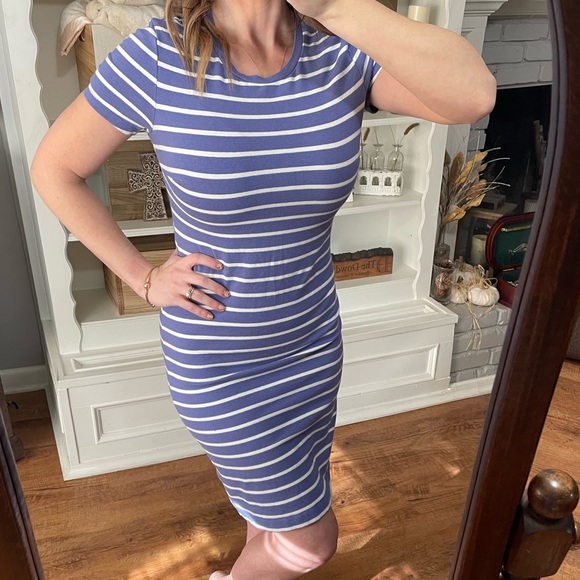 Light Blue and white striped Old Navy Skater Dress - Picture 3 of 11